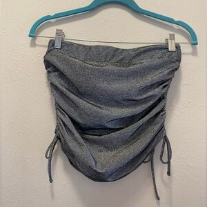 Y2K Vintage Rare Taunt Metallic Silver Gray Tube Top Tie Sides Summer Coachella